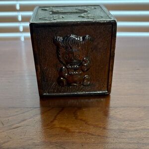 Vintage Brown Bear Carved Wooden Box